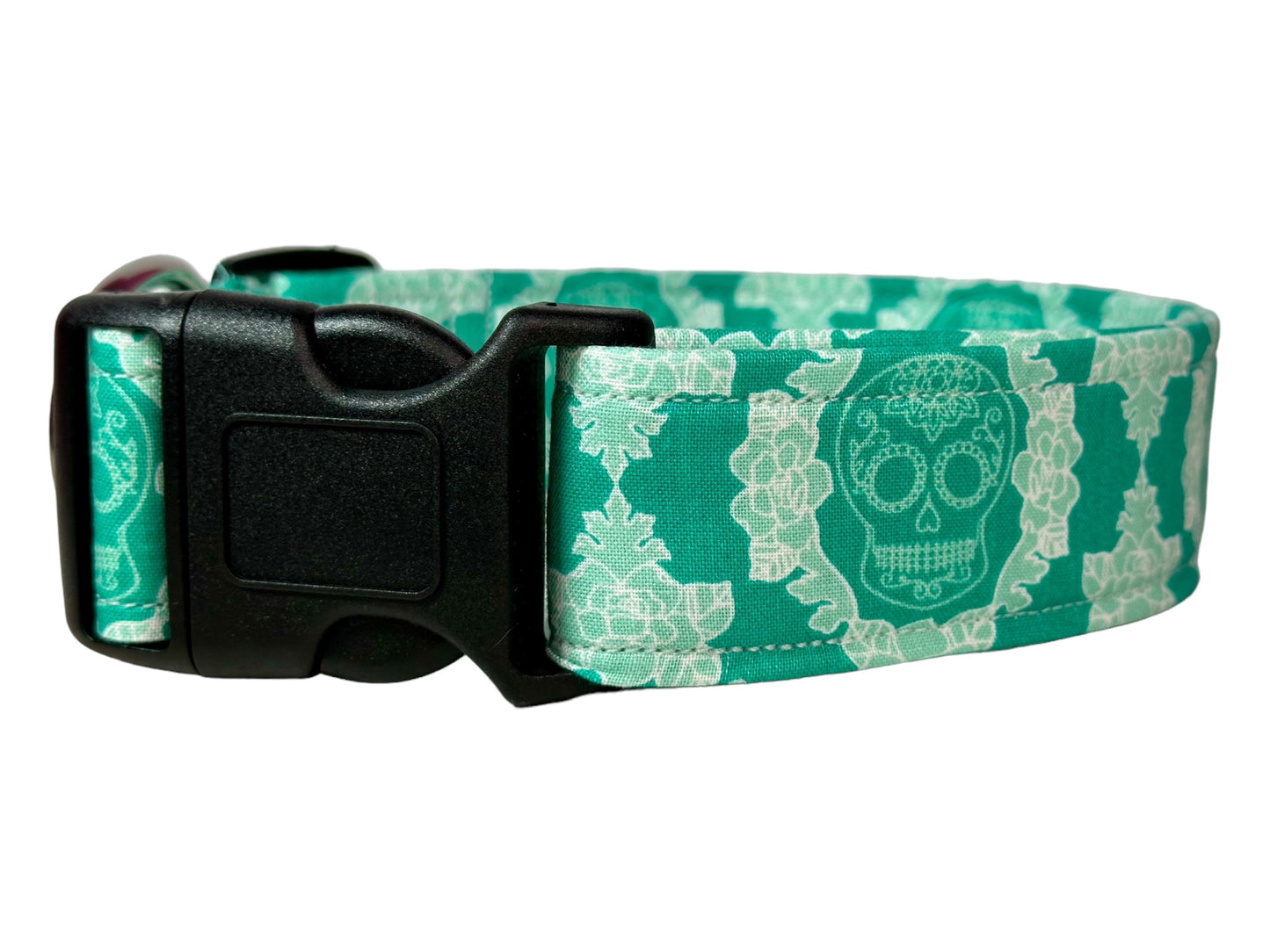 Skull dog collar, handmade side release adjustable dog collar