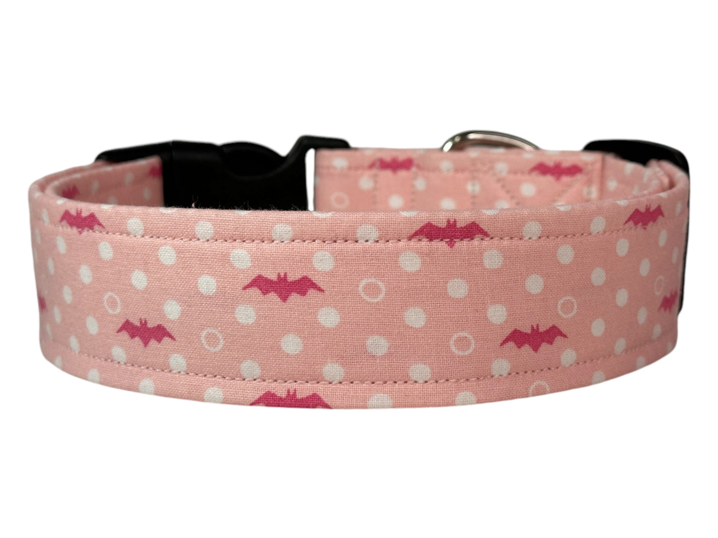 Pink Bats Dog collar, handmade side release dog collar