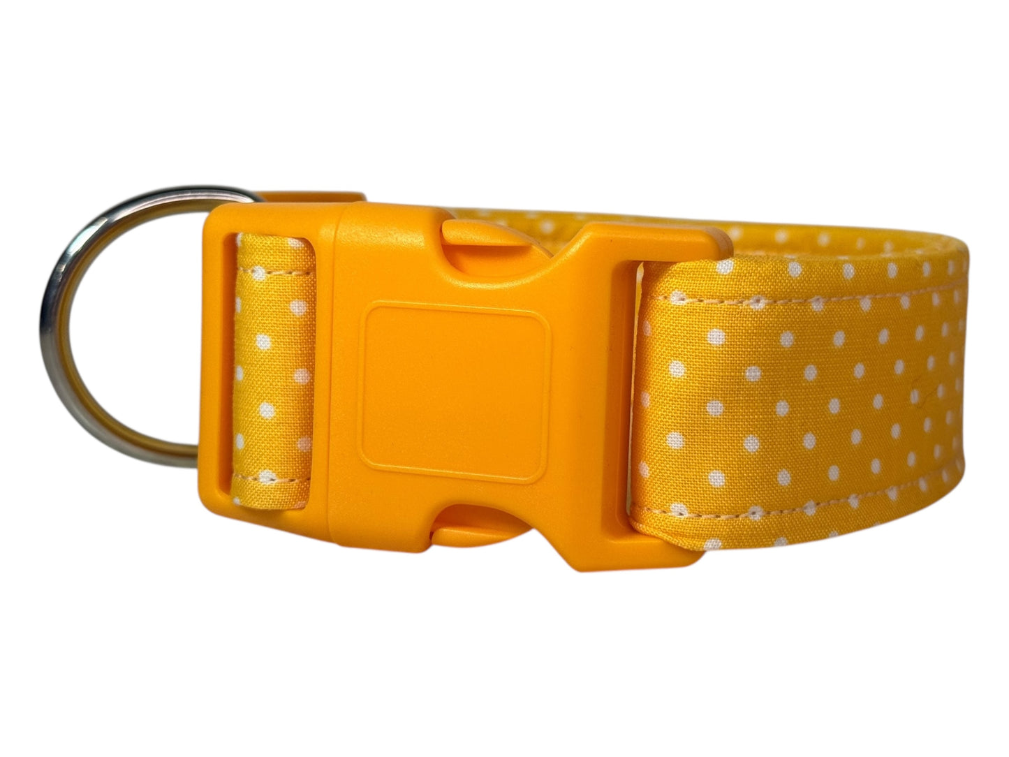 Yellow Polka Dot Handmade dog collar, adjustable side release, Handmade Pet Collar with Heavy-Duty Webbing, washable fabric
