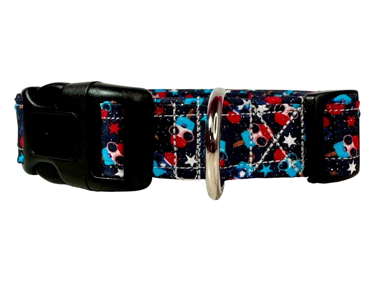 Cute patriotic Bomb popsicle dog collar, handmade adjustable side release dog collar