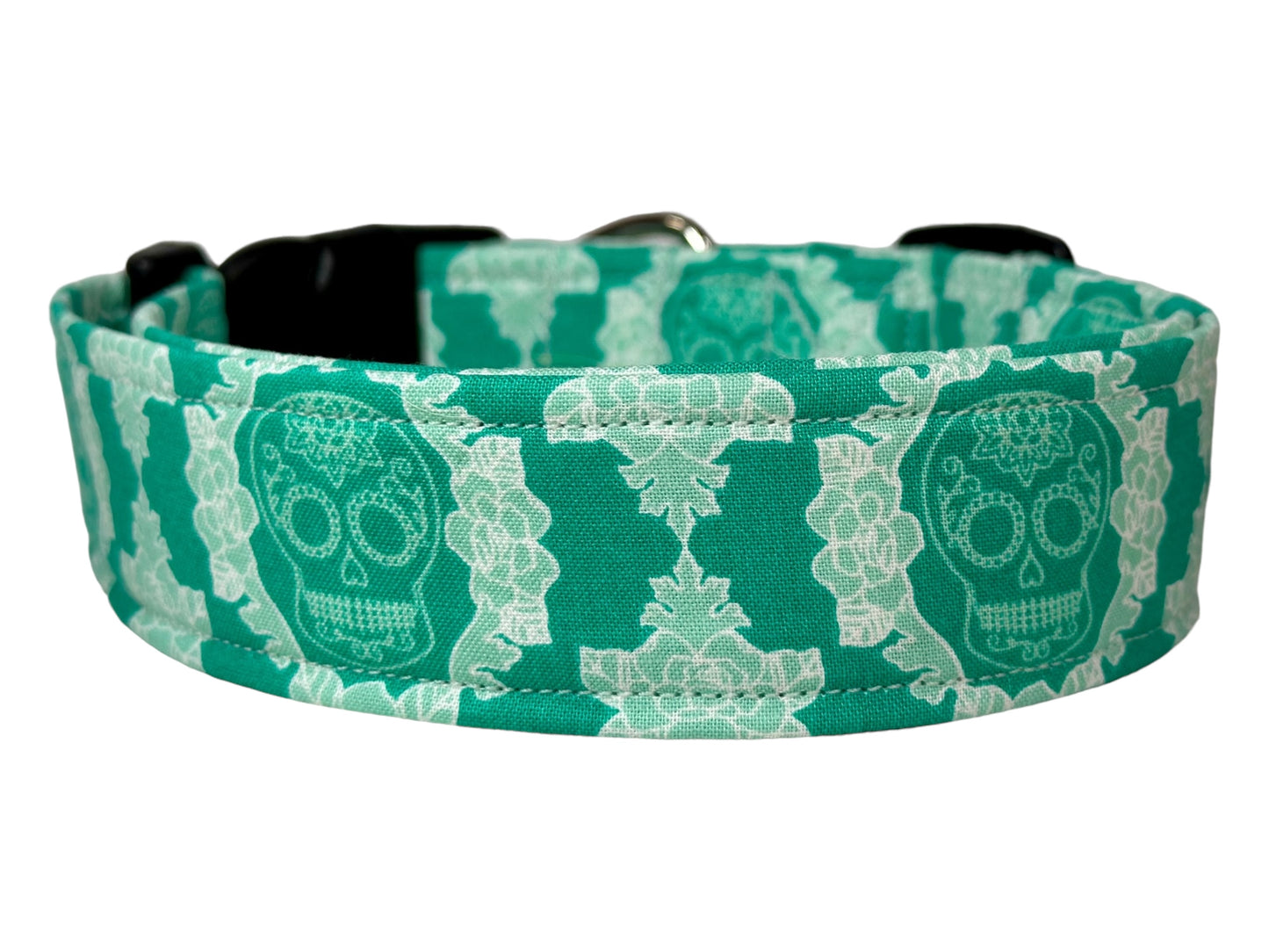 Skull dog collar, handmade side release adjustable dog collar