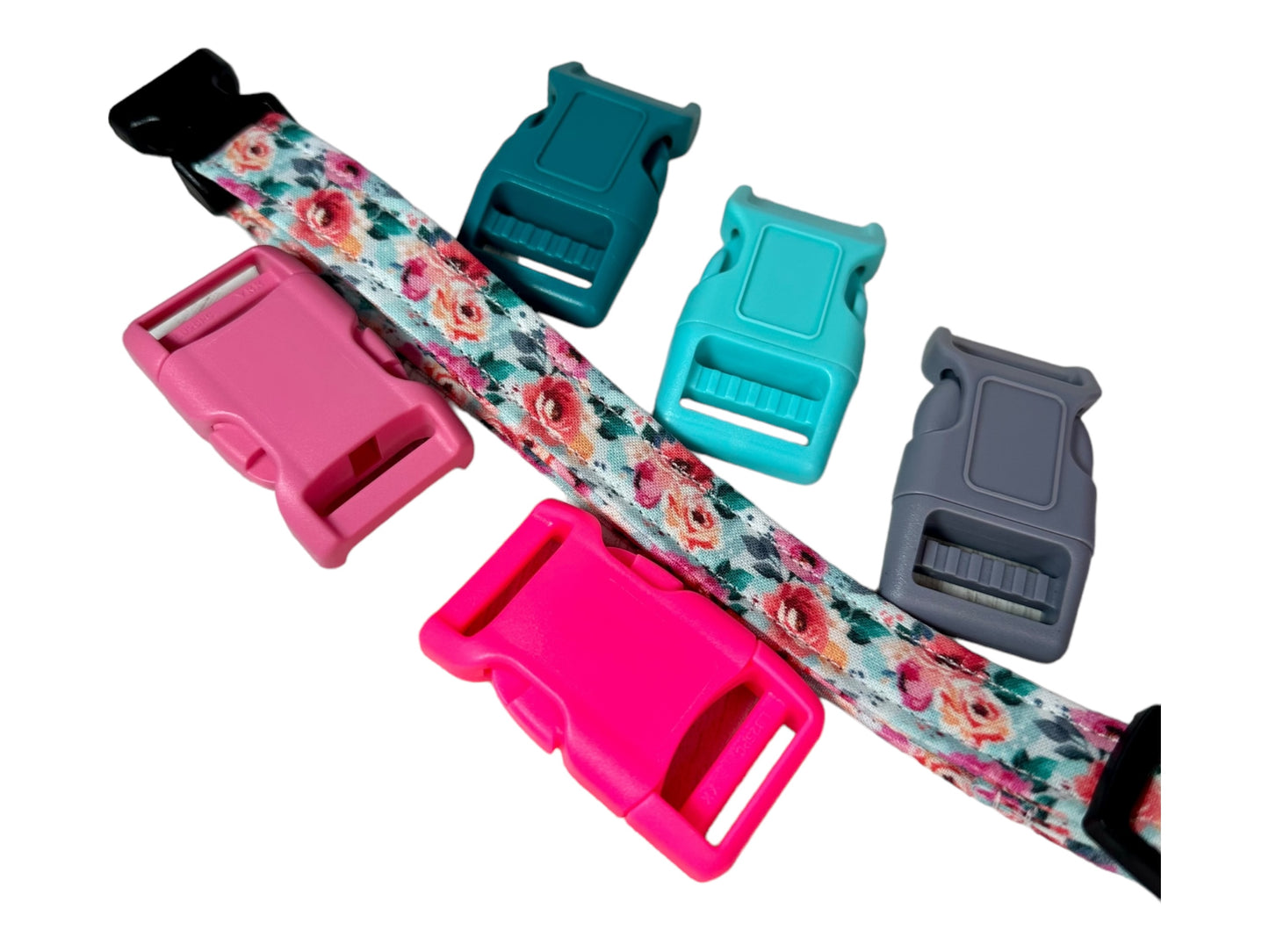 Pastel Floral dog collar, handmade side release adjustable dog collar