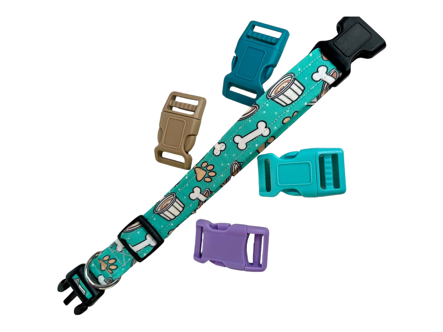 Pup cup dog collar, handmade side release dog collar (Mint Green)