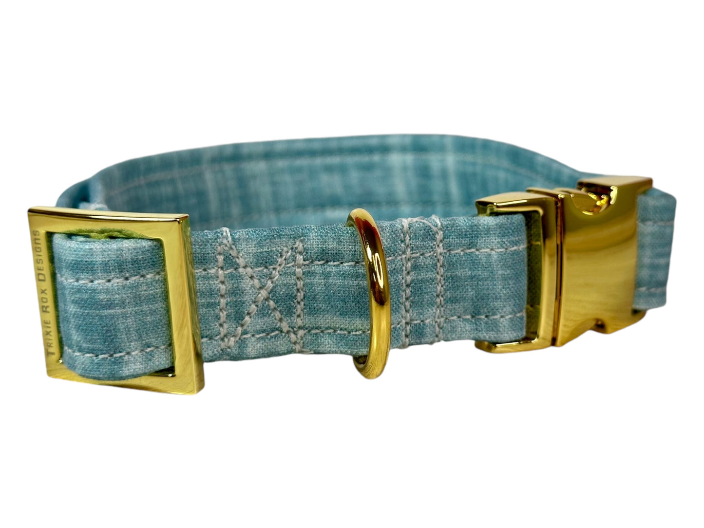 Personalized Engraved Slate Blue Dog collar - Metal Side release dog collar