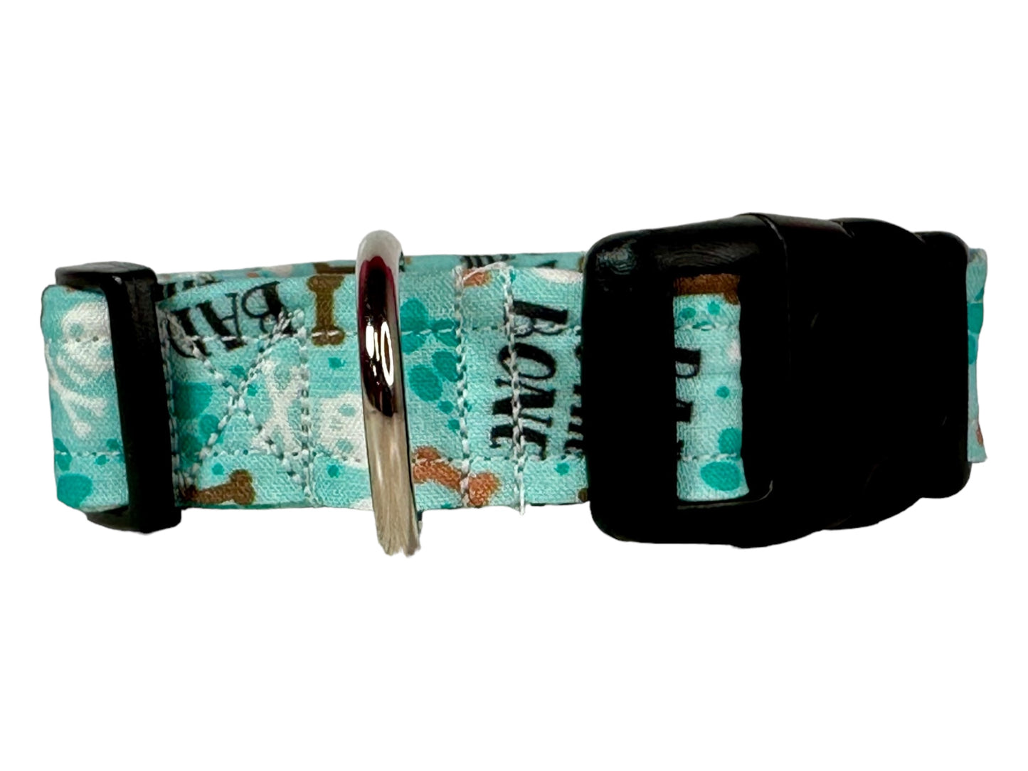 Bad to the Bone dog collar, standard adjustable side release, handmade