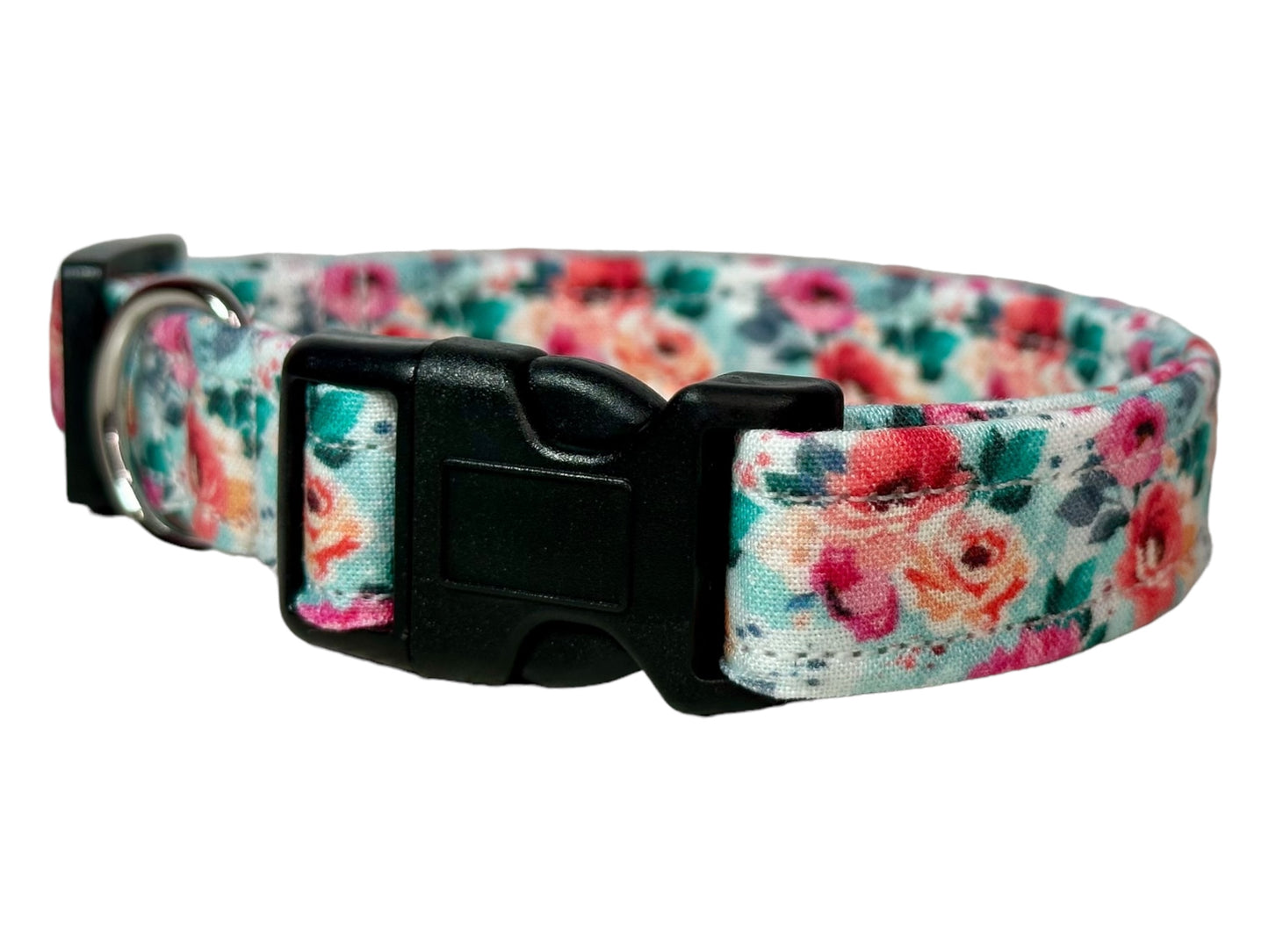 Pastel Floral dog collar, handmade side release adjustable dog collar