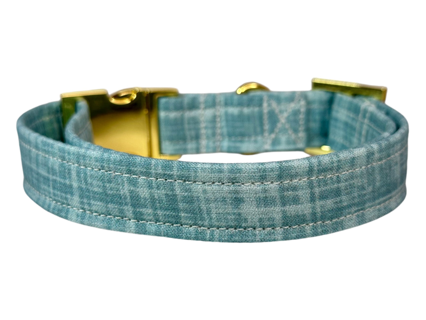 Personalized Engraved Slate Blue Dog collar - Metal Side release dog collar