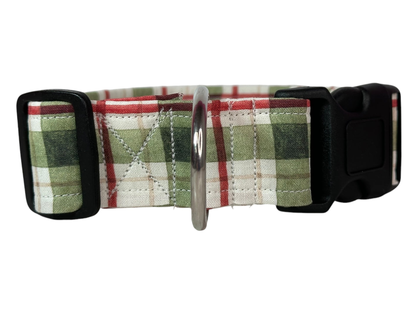Christmas Plaid Dog collar, handmade side release dog collar
