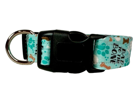 Bad to the Bone dog collar, standard adjustable side release, handmade