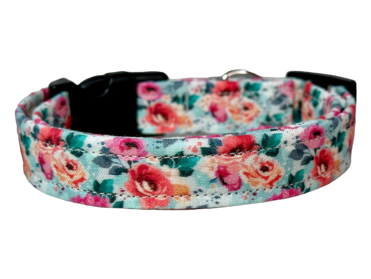 Pastel Floral dog collar, handmade side release adjustable dog collar