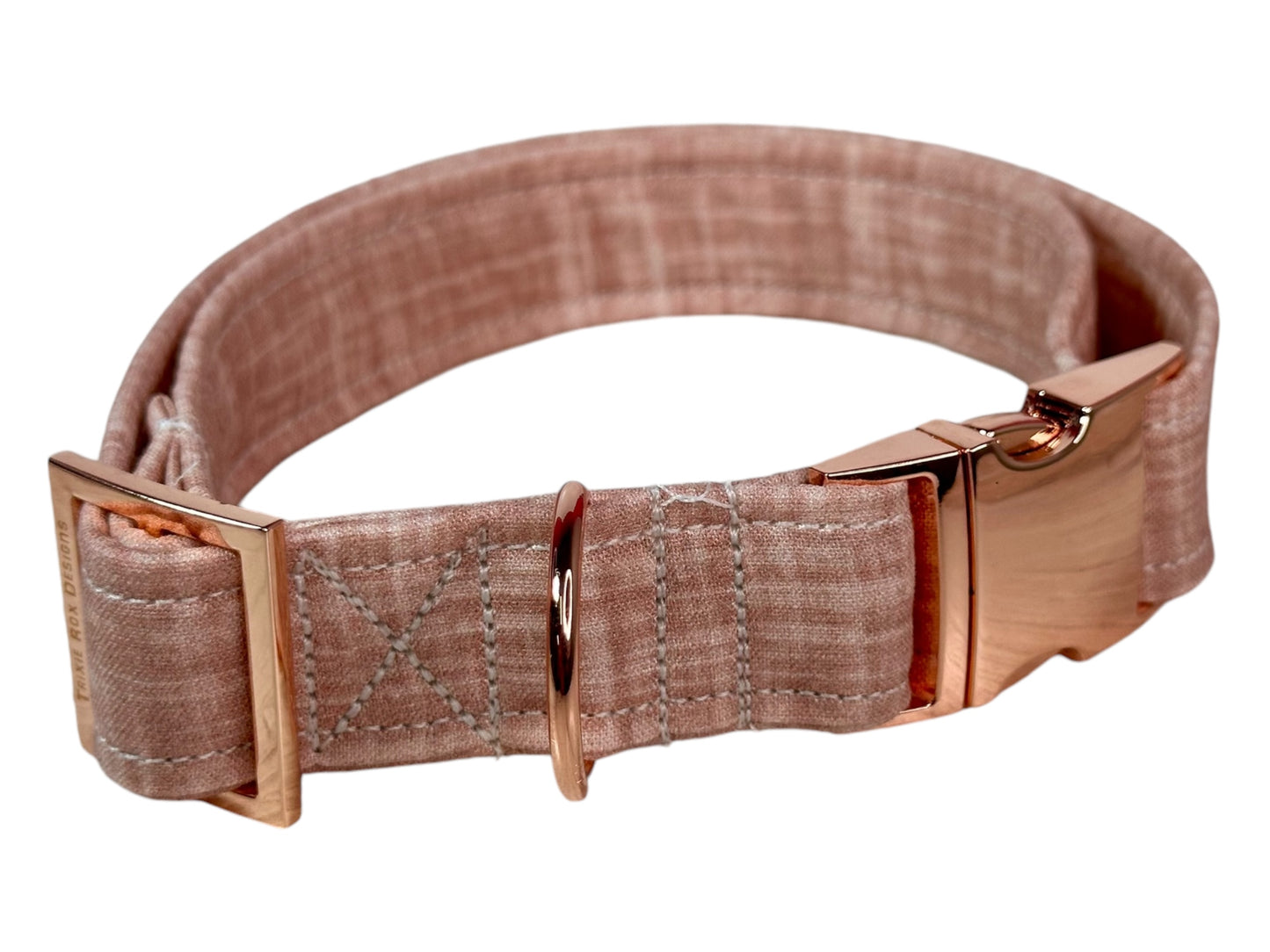 Personalized Engraved Dusty Pink Dog collar - Metal Side release dog collar