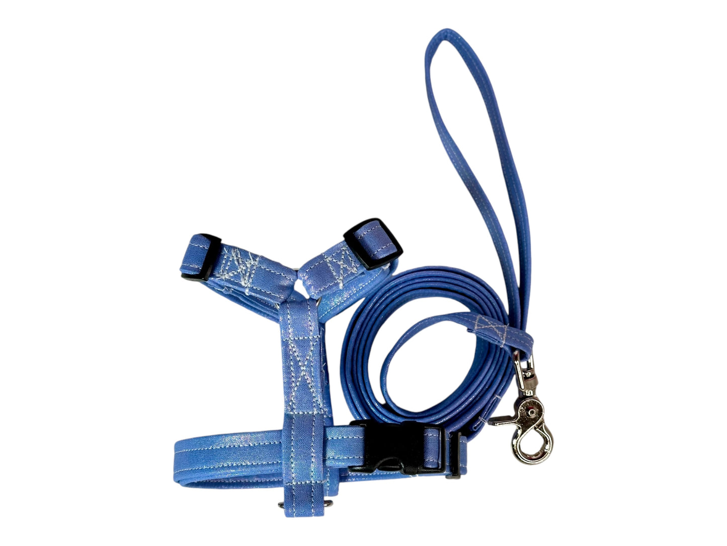 Periwinkle Iridescent Dog harness, Standard roman harness or Step in harness. With or without matching leash