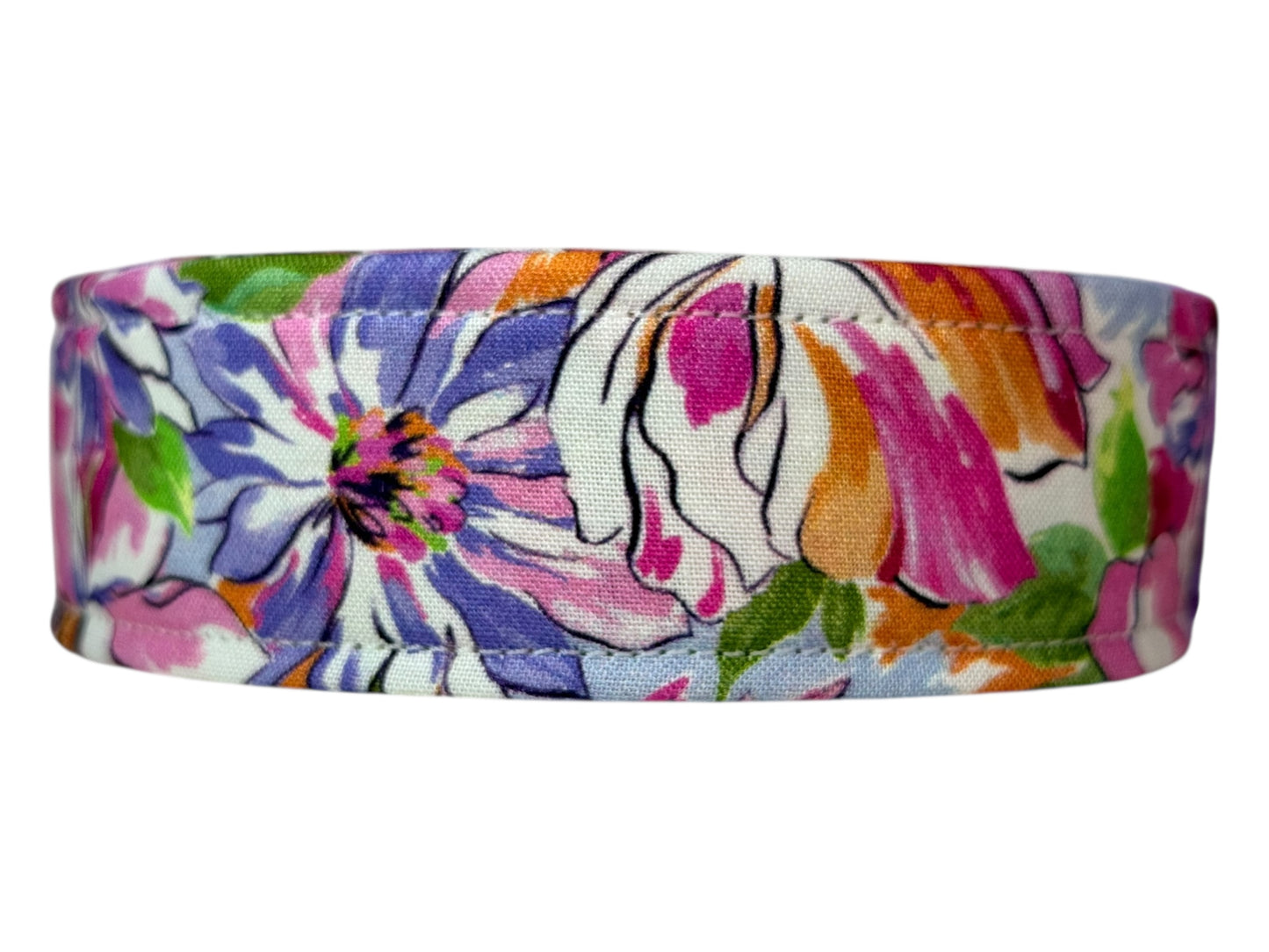 Pastel Floral Handmade dog collar, Handmade Pet Collar with Heavy-Duty Webbing & Stainless Steel D ring, Washable fabric