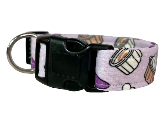 Pup cup dog collar, handmade side release dog collar (purple)
