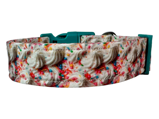 Ice cream and sprinkles dog collar, handmade side release collar