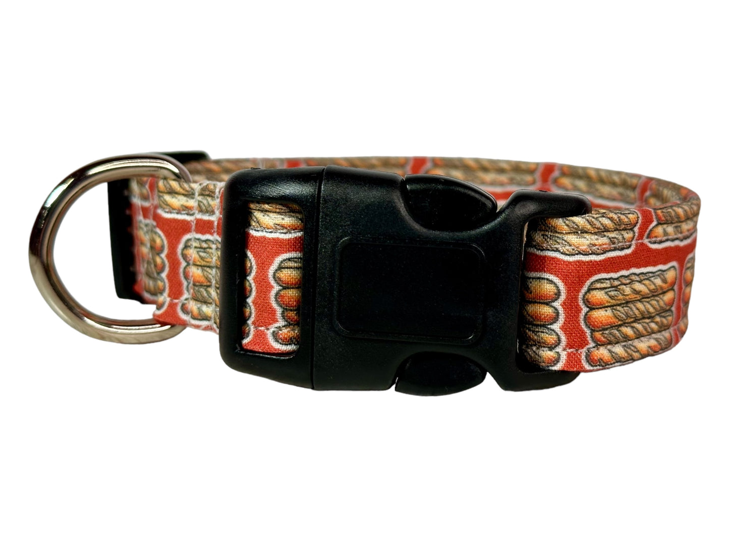 Bread stick dog collar, handmade adjustable side release