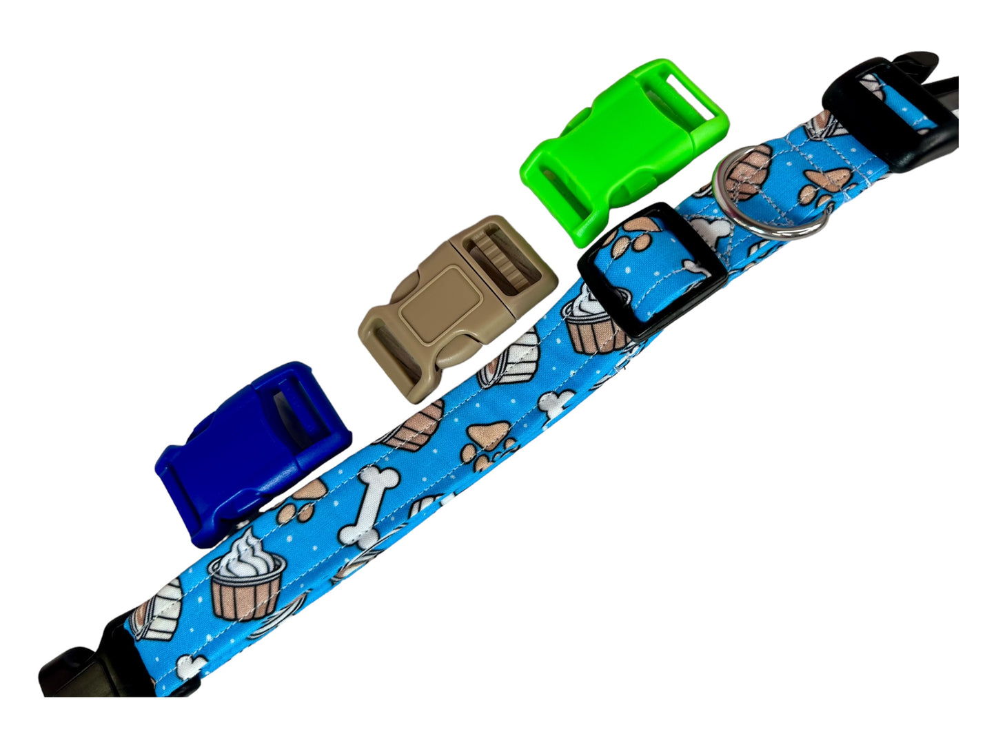 Pup cup dog collar, handmade side release dog collar (Blue)