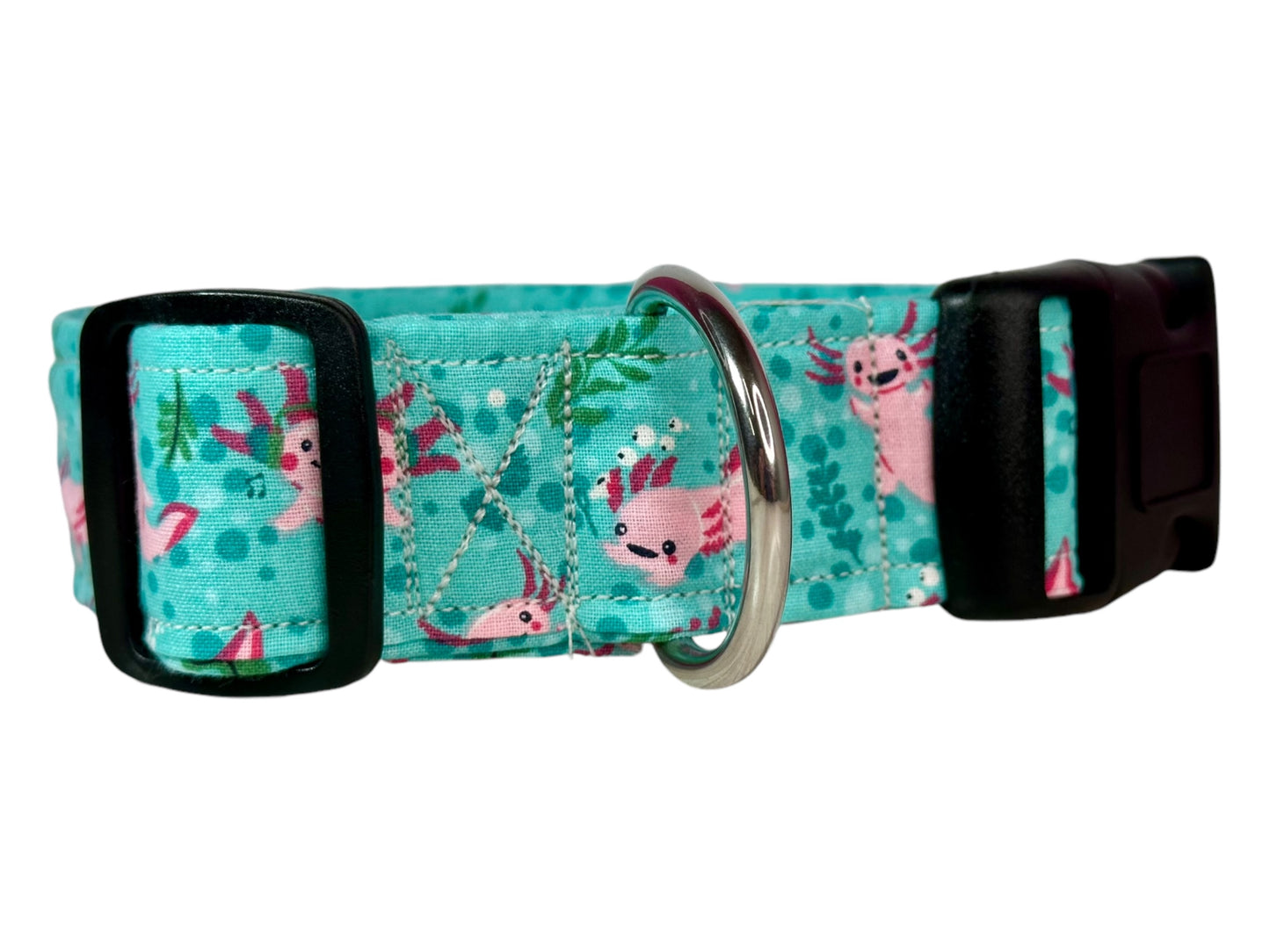 Axolotl dog collar, handmade side release dog collar
