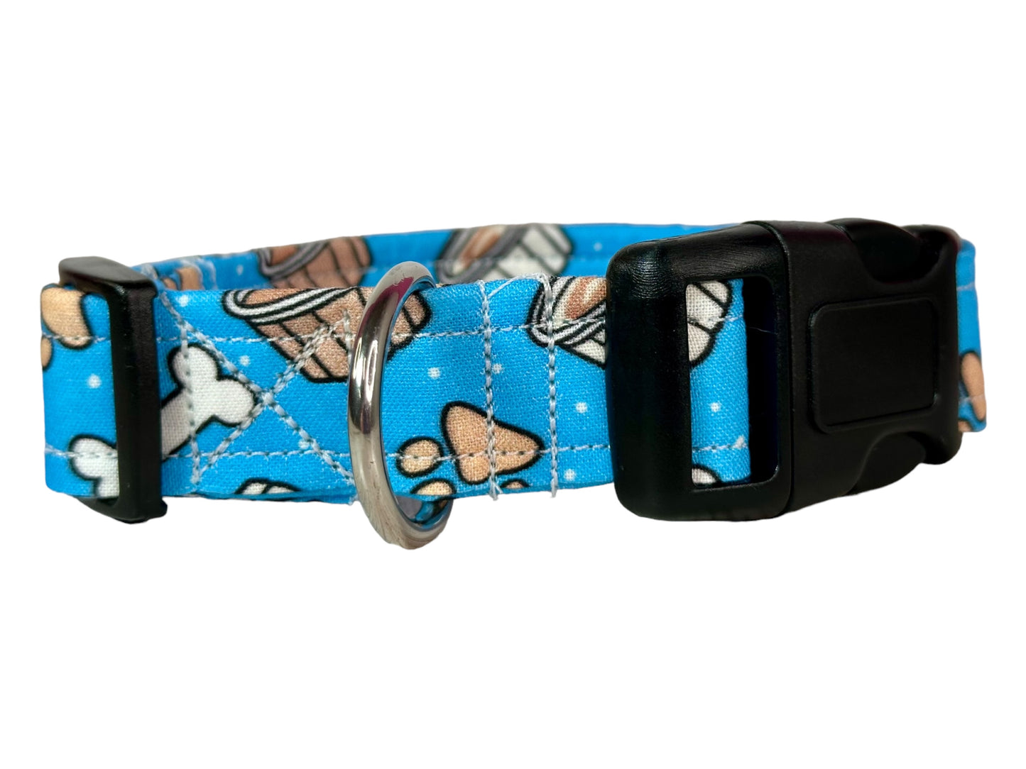 Pup cup dog collar, handmade side release dog collar (Blue)
