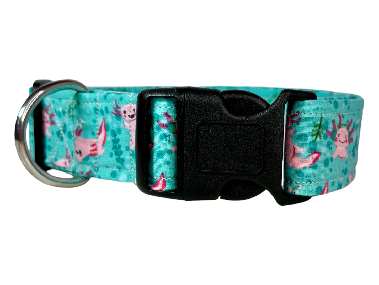 Axolotl dog collar, handmade side release dog collar