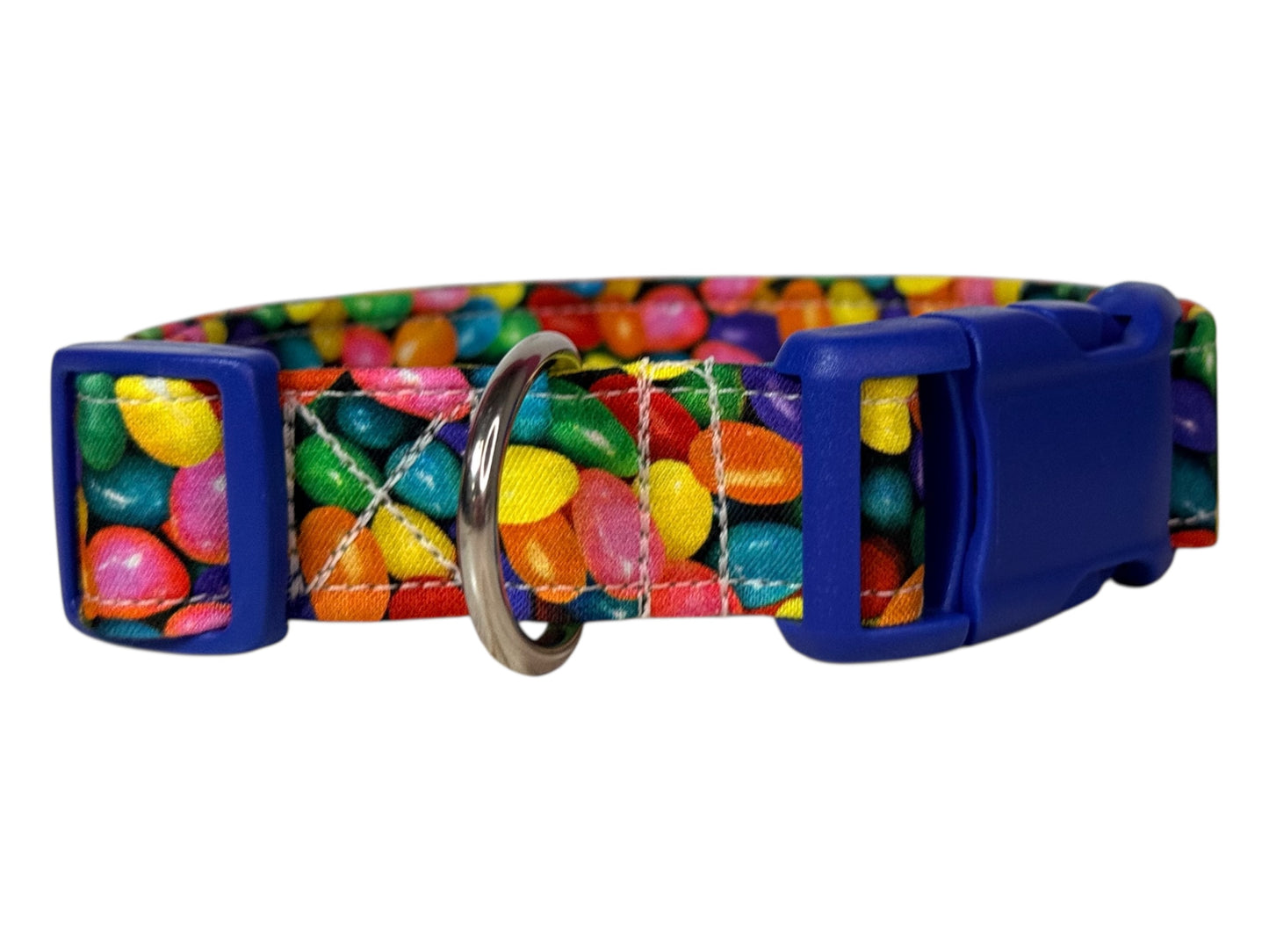 Jelly bean Easter Food Handmade dog collar,  Handmade Pet Collar with Heavy-Duty Webbing & Stainless Steel Hardware