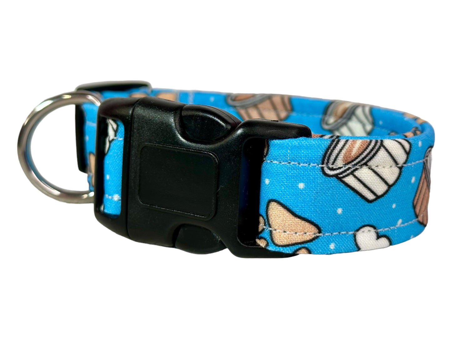 Pup cup dog collar, handmade side release dog collar (Blue)