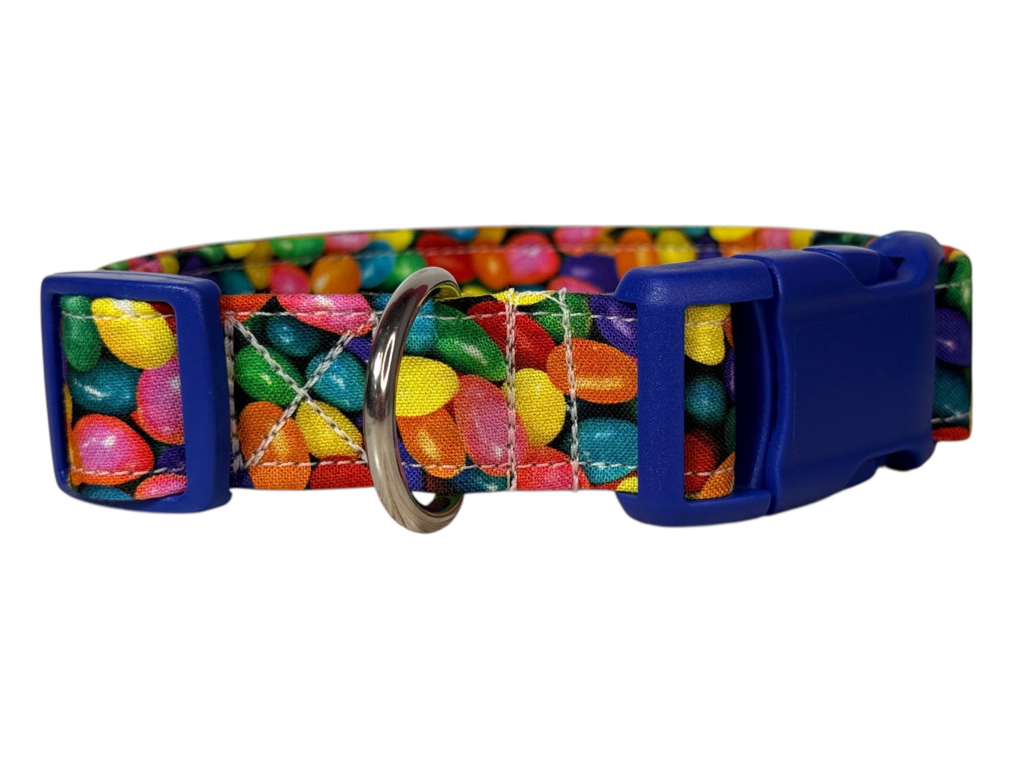 Jelly bean Easter Food Handmade dog collar,  Handmade Pet Collar with Heavy-Duty Webbing & Stainless Steel Hardware