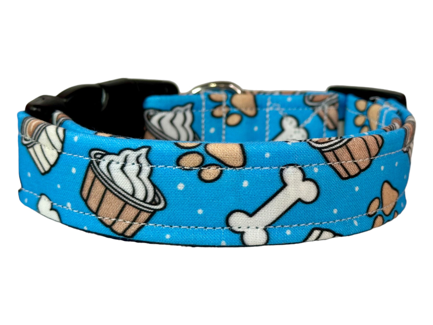 Pup cup dog collar, handmade side release dog collar (Blue)