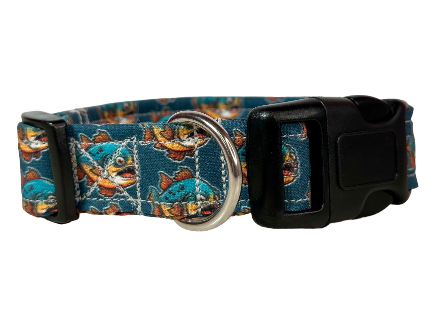 Piranha dog collar, handmade side release dog collar