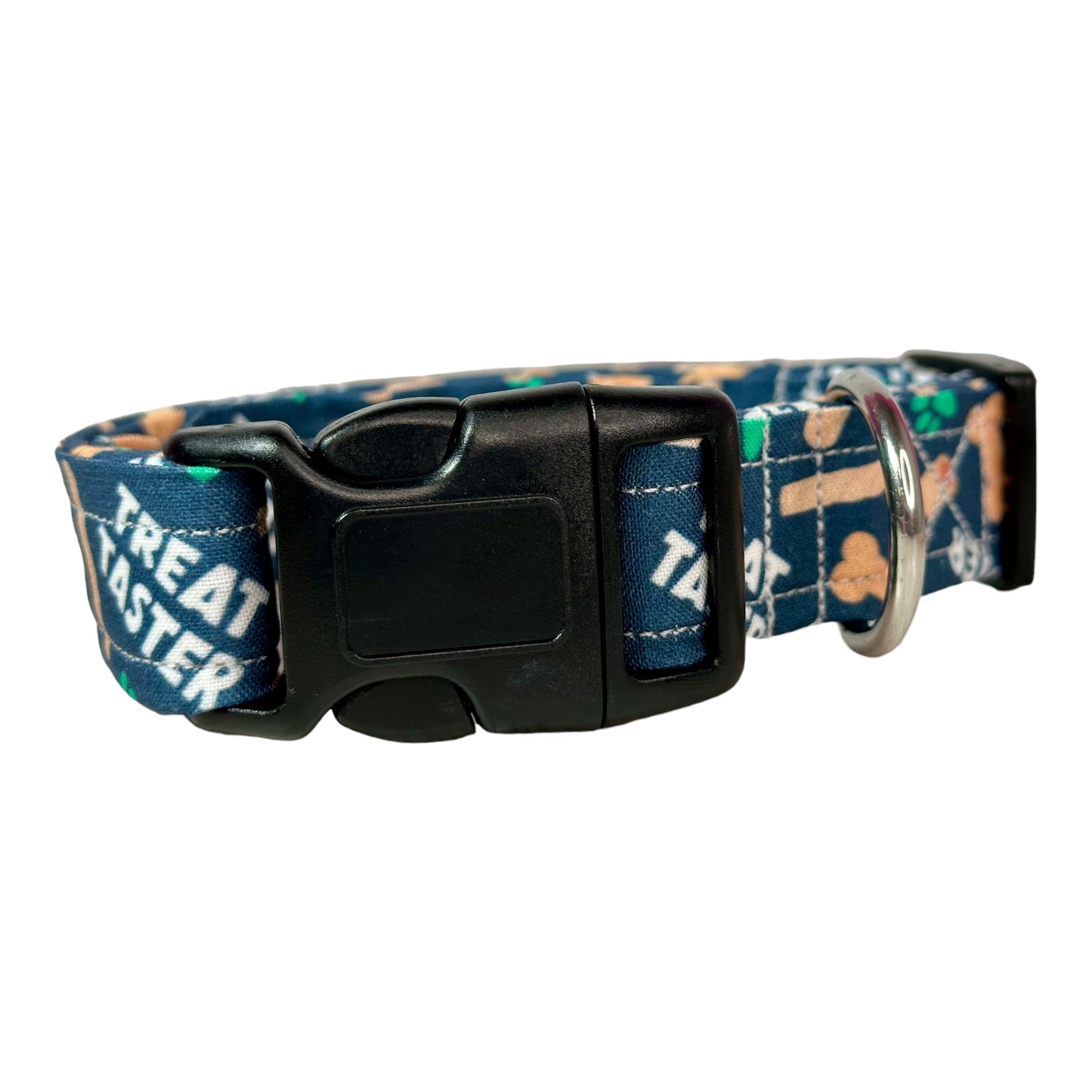 Treat Taster Dog collar, handmade side release dog collar, adjustable and washable (Green Paws Treat Taster)
