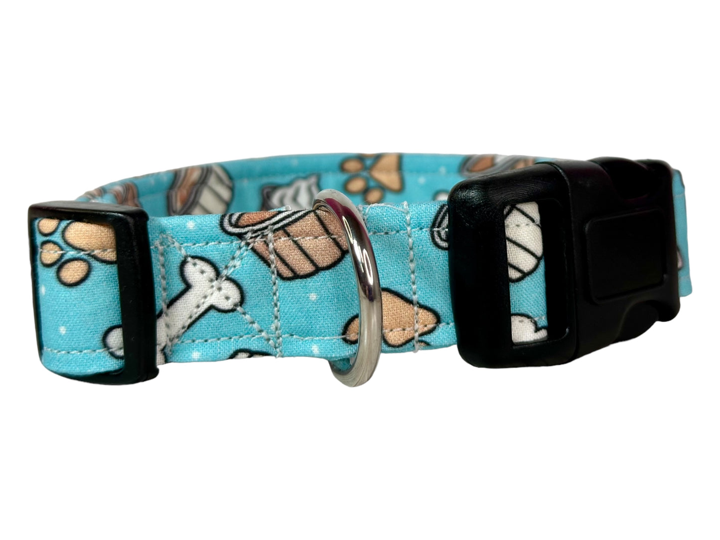 Pup cup dog collar, handmade side release dog collar (Light Blue)
