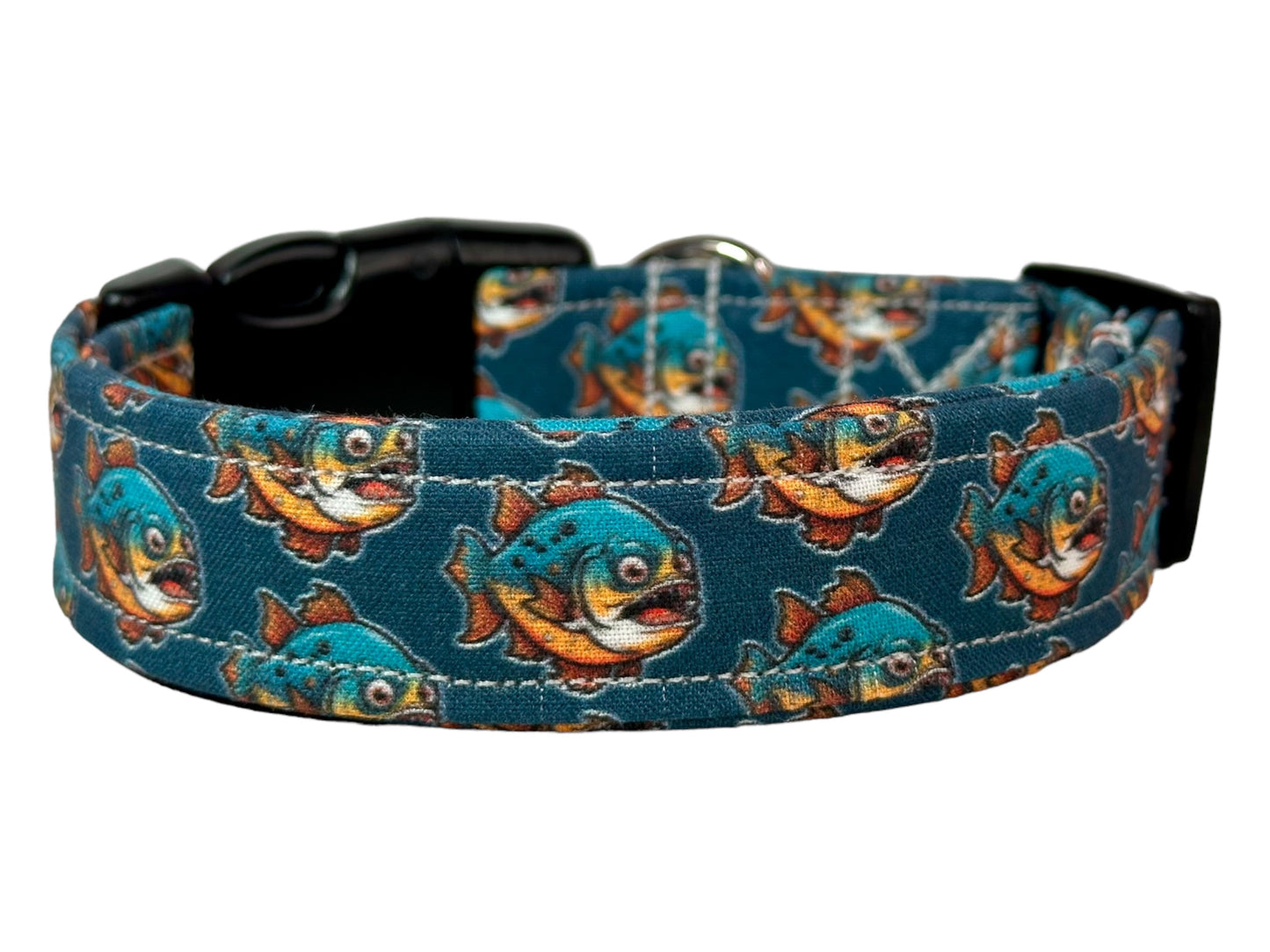 Piranha dog collar, handmade side release dog collar