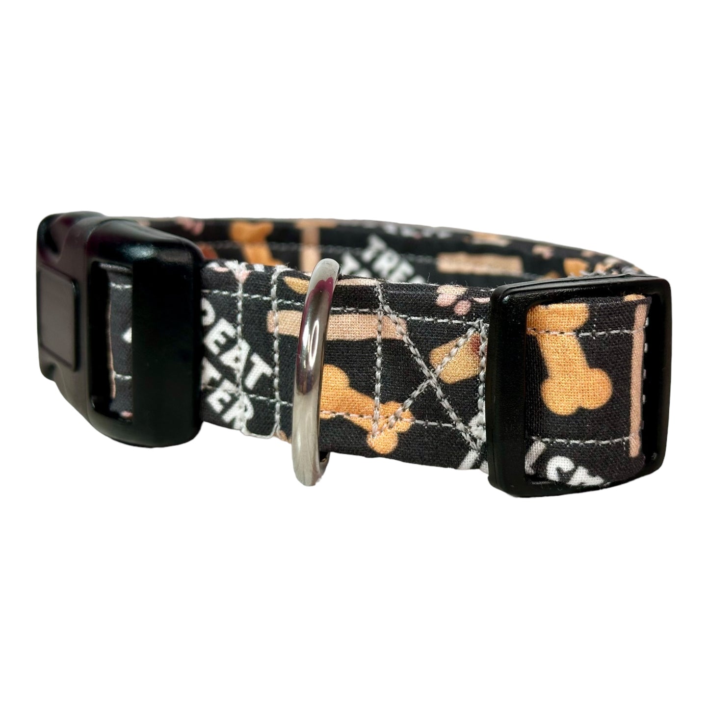 Treat Taster Dog collar, handmade side release dog collar, adjustable and washable (Pink Paws Treat Taster)