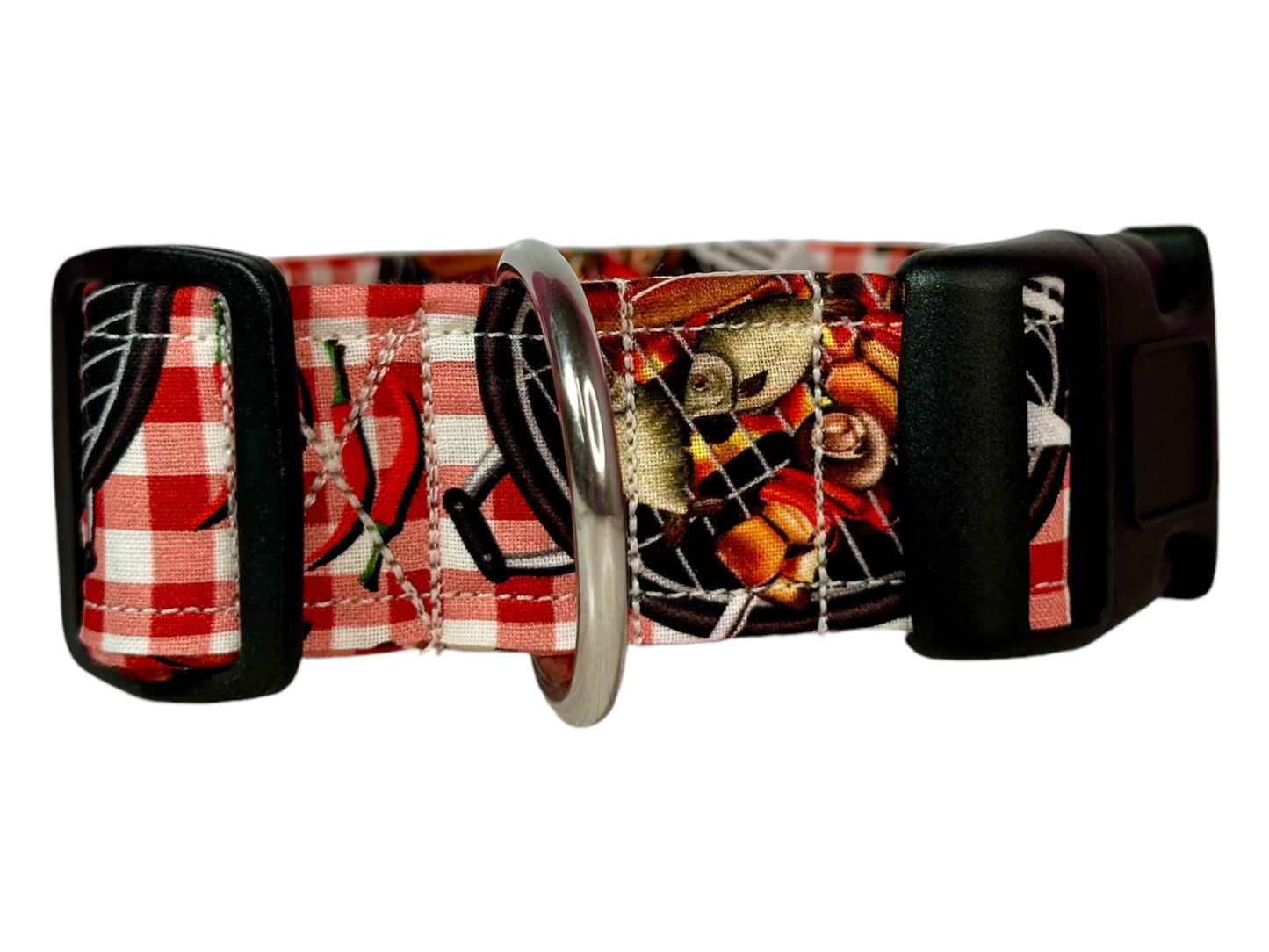 BBQ Food Dog collar, handmade side release dog collar