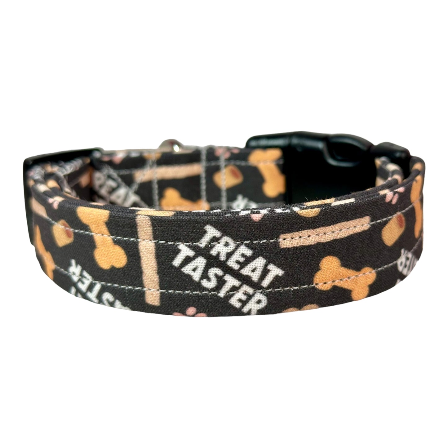 Treat Taster Dog collar, handmade side release dog collar, adjustable and washable (Pink Paws Treat Taster)