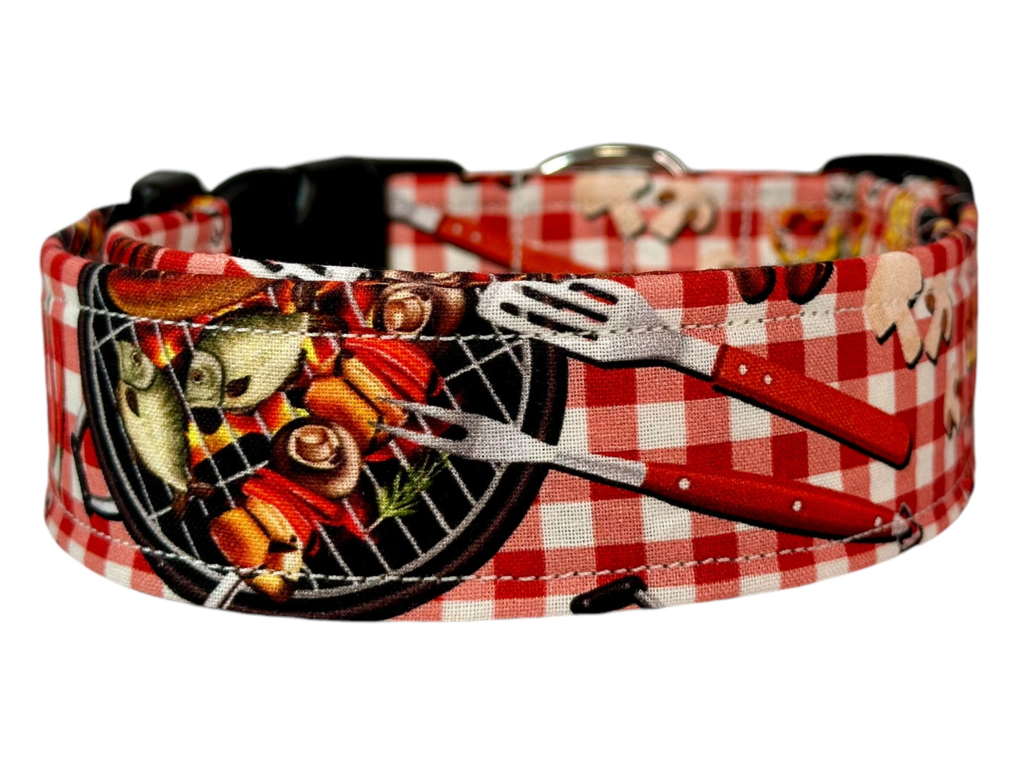 BBQ Food Dog collar, handmade side release dog collar