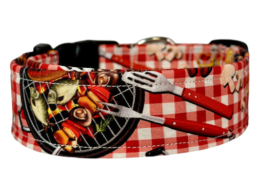 BBQ Food Dog collar, handmade side release dog collar