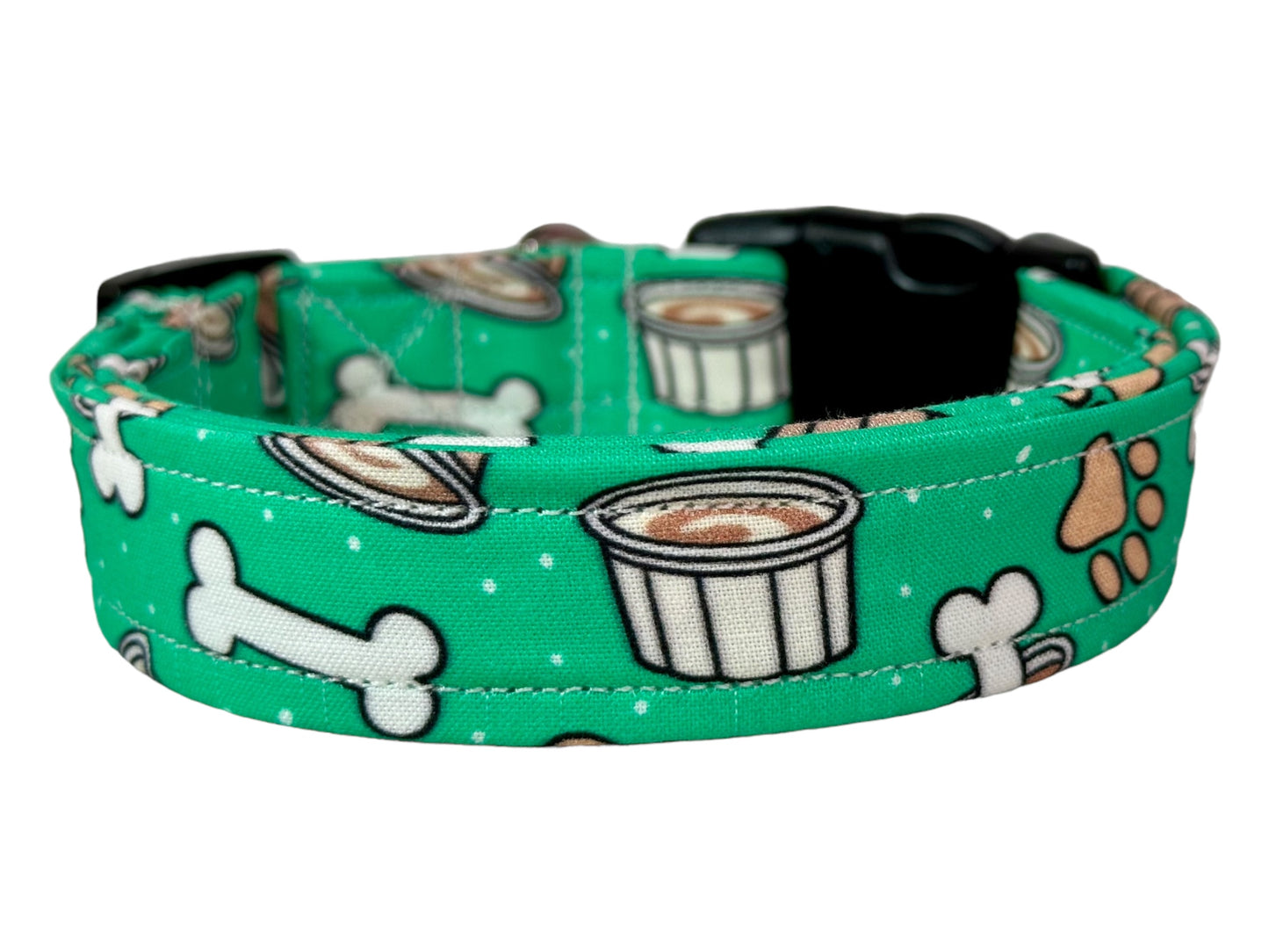 Pup cup dog collar, handmade side release dog collar (Green)