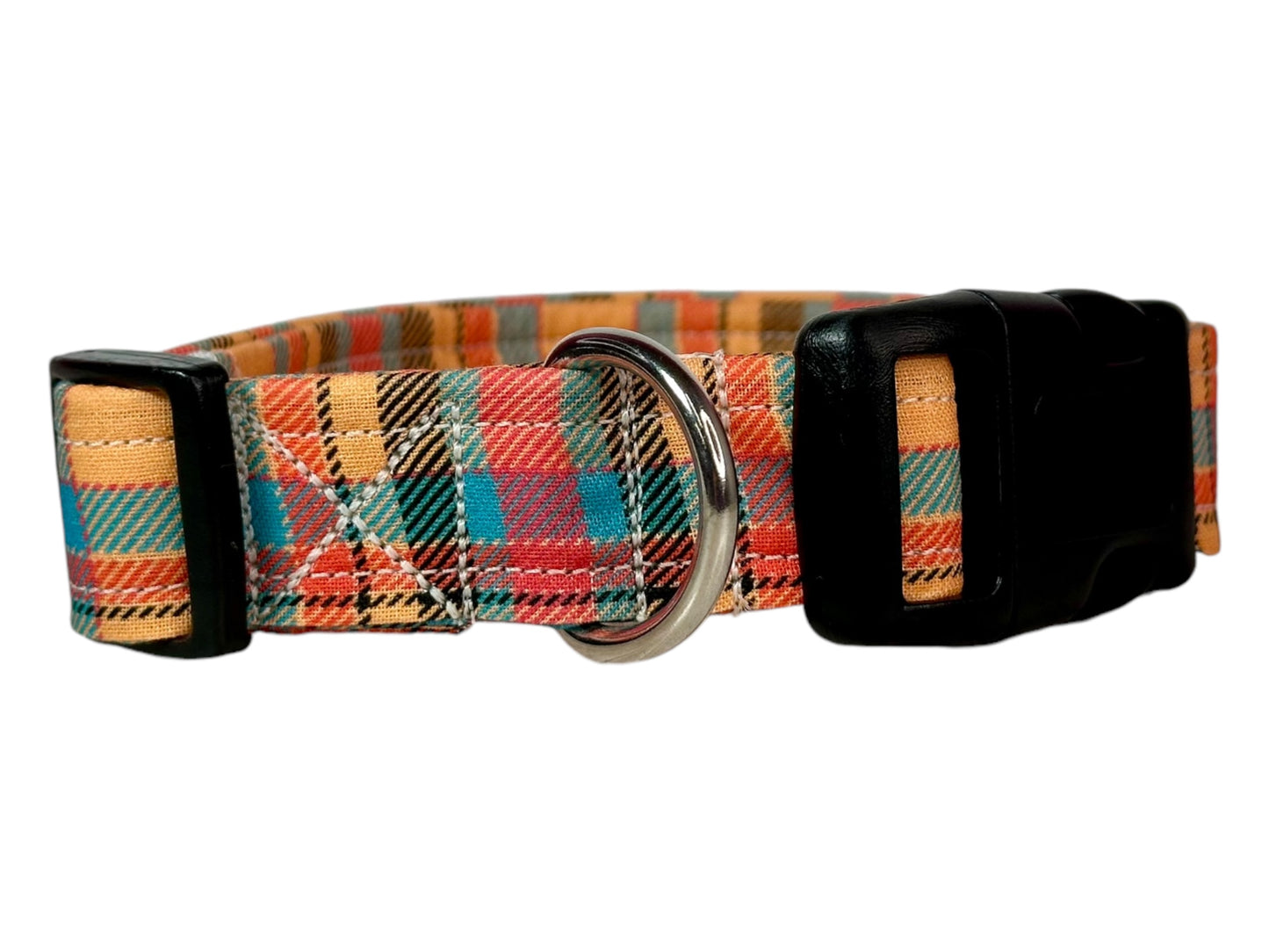 Plaid Dog collar, handmade side release dog collar