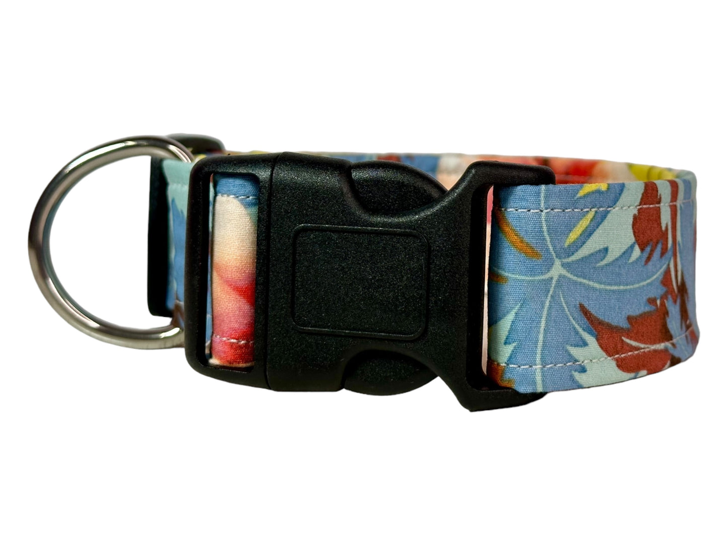 Tropical floral dog collar, handmade side release and adjustable