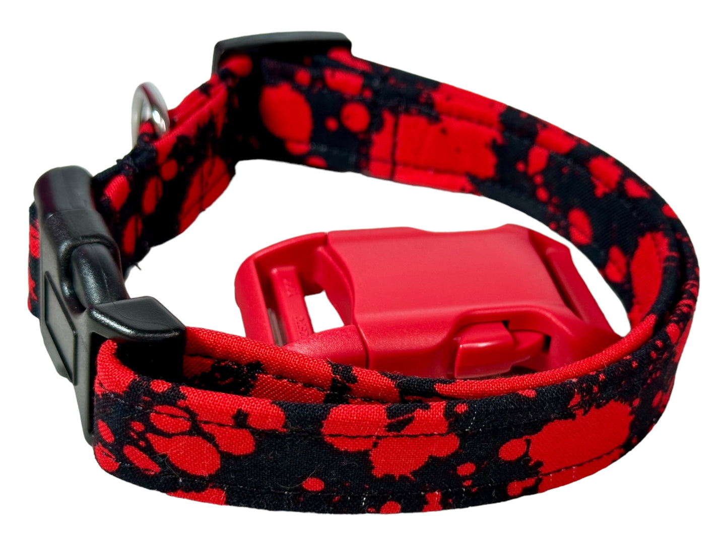 Halloween Blood Splatter dog collar, handmade side release adjustable dog collar