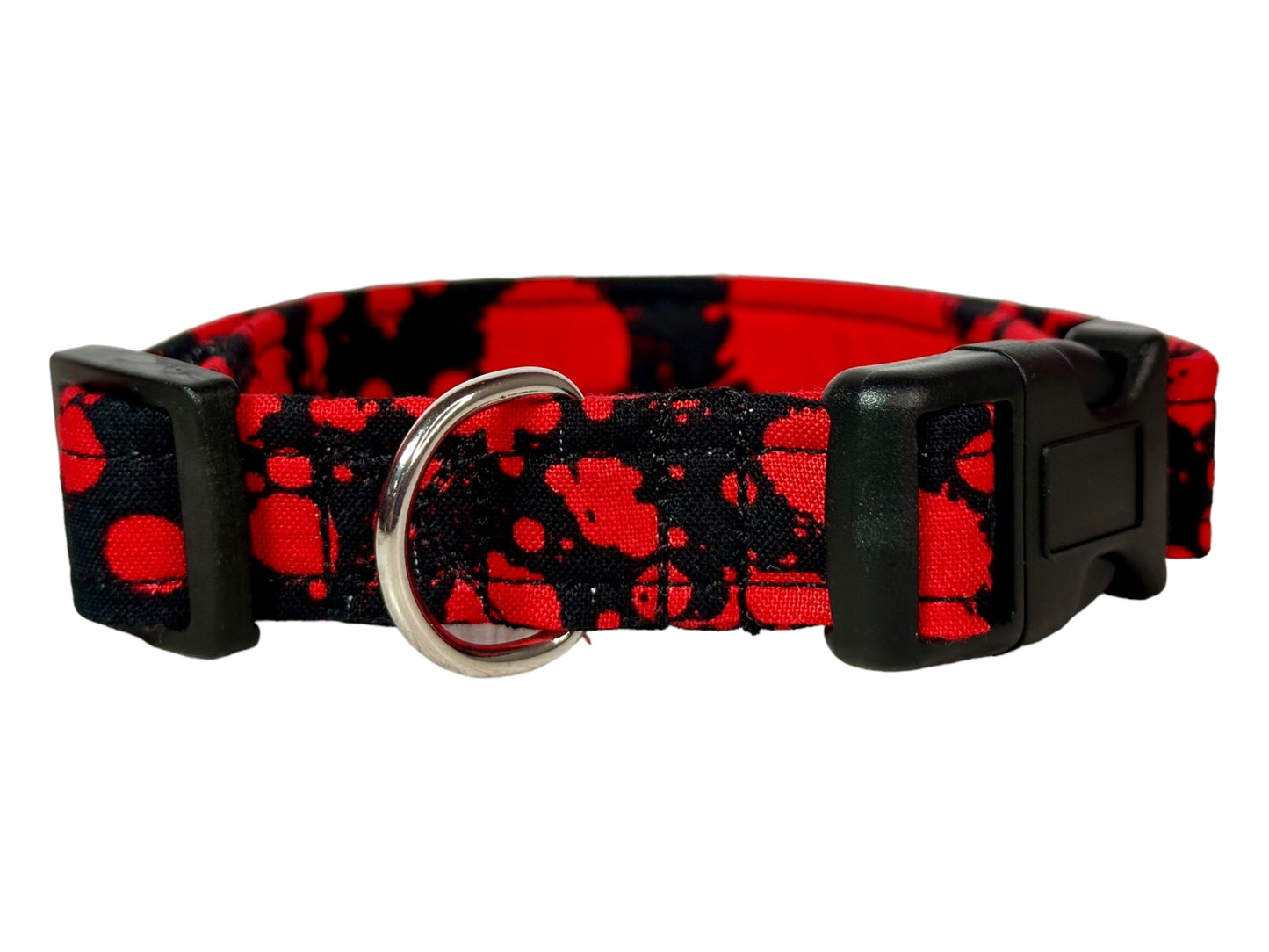 Halloween Blood Splatter dog collar, handmade side release adjustable dog collar