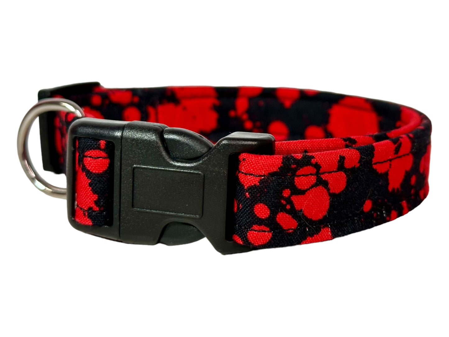 Halloween Blood Splatter dog collar, handmade side release adjustable dog collar