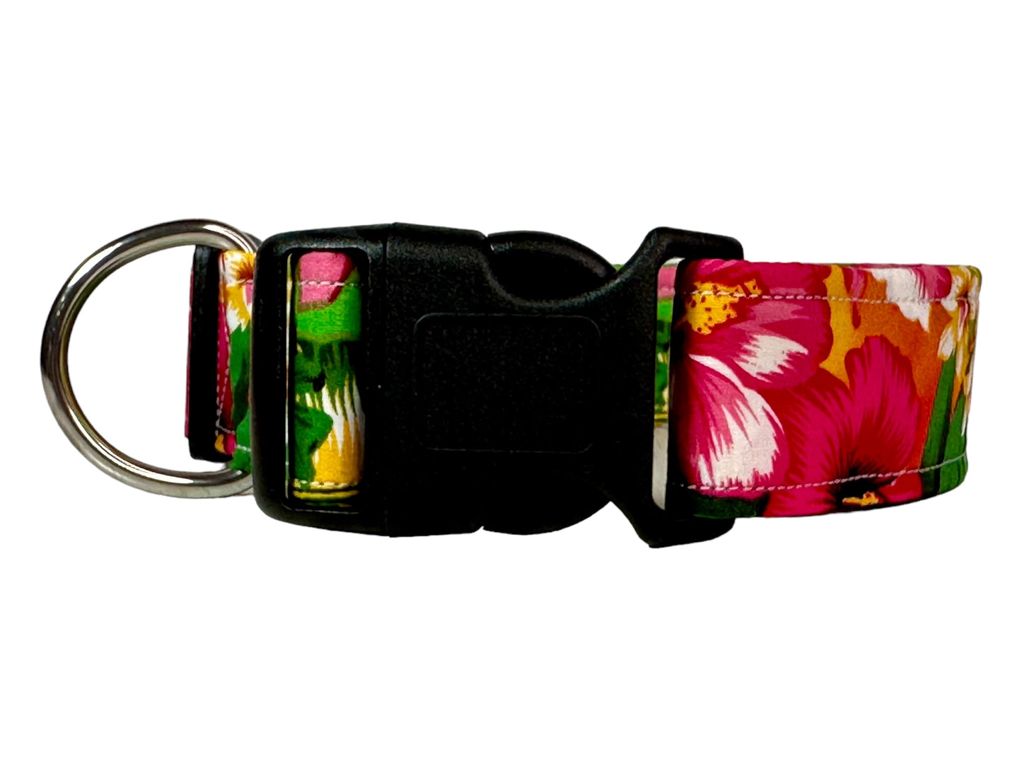 Tropical floral dog collar, handmade side release and adjustable