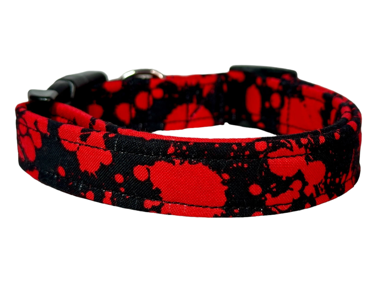 Halloween Blood Splatter dog collar, handmade side release adjustable dog collar