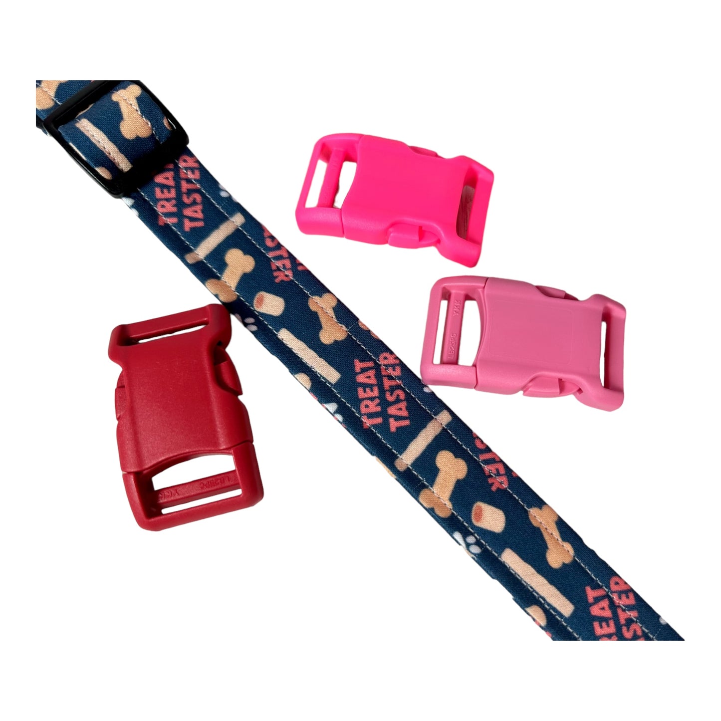 Treat Taster Dog collar, handmade side release dog collar, adjustable and washable (Red Treat Taster)