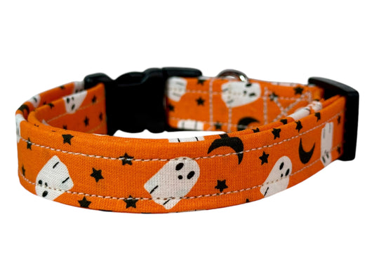 Halloween Ghost Dog collar, handmade side release dog collar
