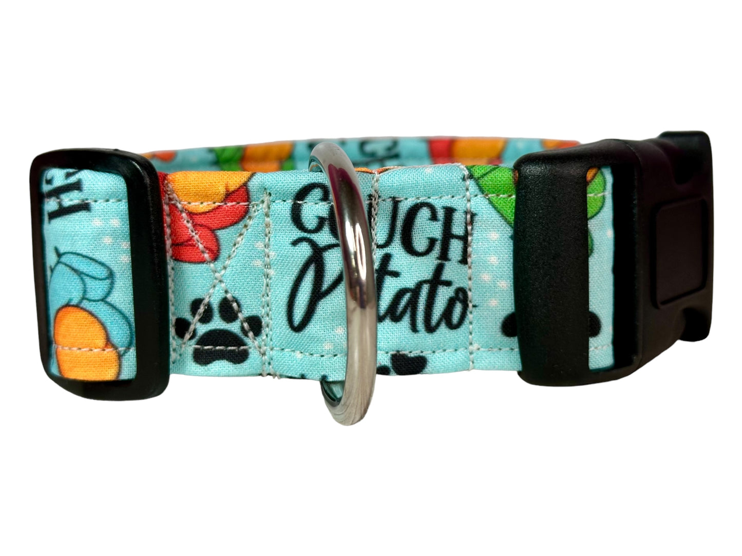 Couch Potato Dog collar, handmade funny dog collar