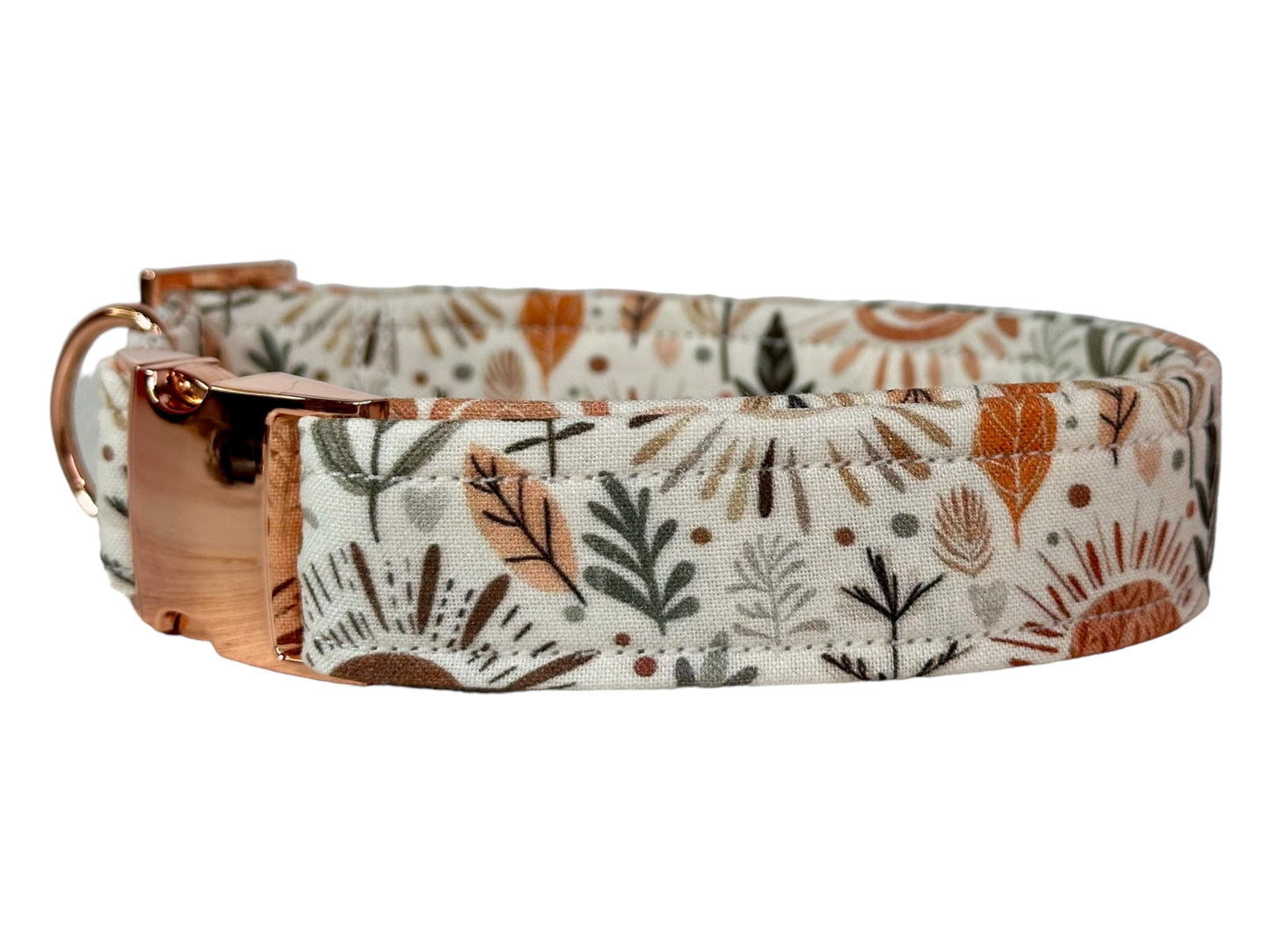Fall Floral and leaf - Personalized Engraved Dog collar - Metal Side release dog collar