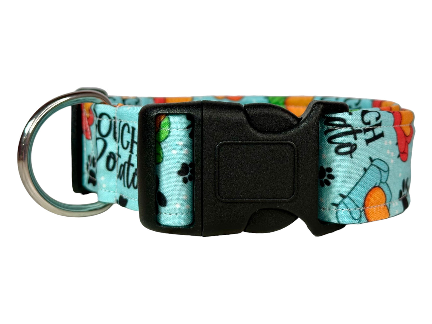 Couch Potato Dog collar, handmade funny dog collar